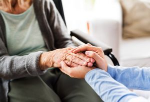 Elderly woman in hospice care