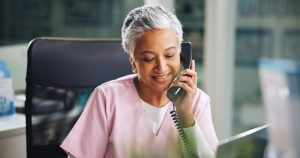 Healthcare worker on the phone