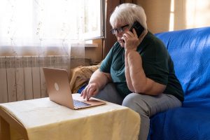 Elderly woman on the phone